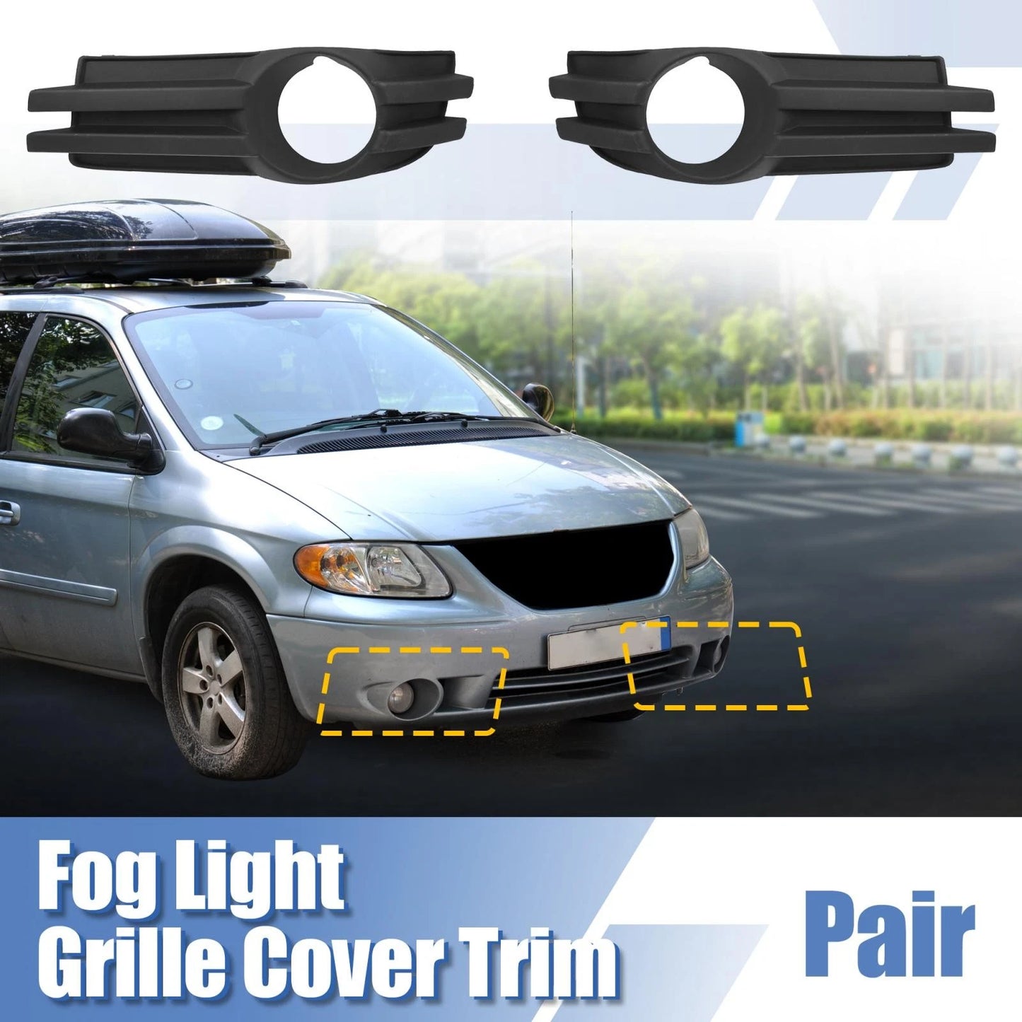 Pair Front Right Fog Light Grille Cover for Dodge Grand Caravan (2008-2010)