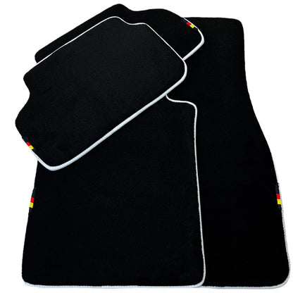 AutoWin Black Floor Mats for BMW 3 Series E30 Coupe 1982-1994 with White Trim