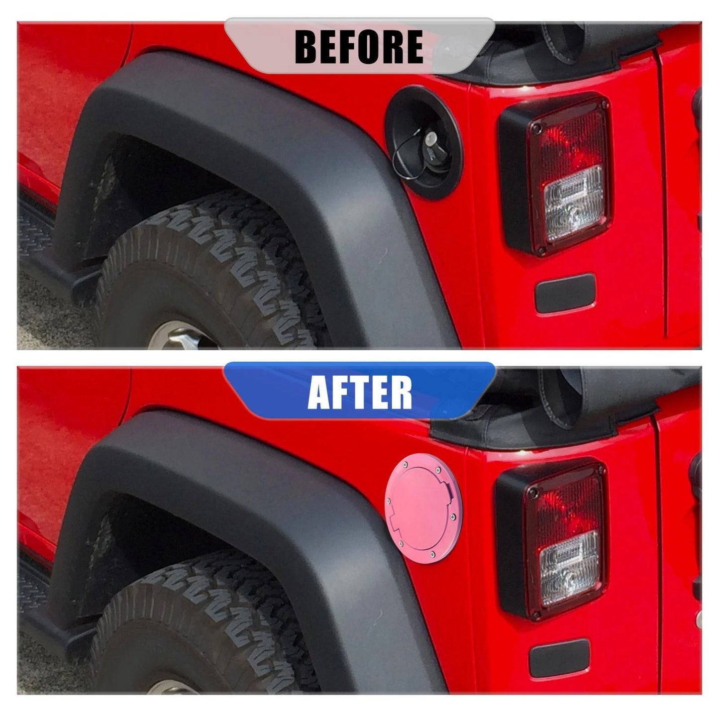 Pink Aluminum Alloy Gas Fuel Tank Cap Cover for Jeep Wrangler (2007-2017)