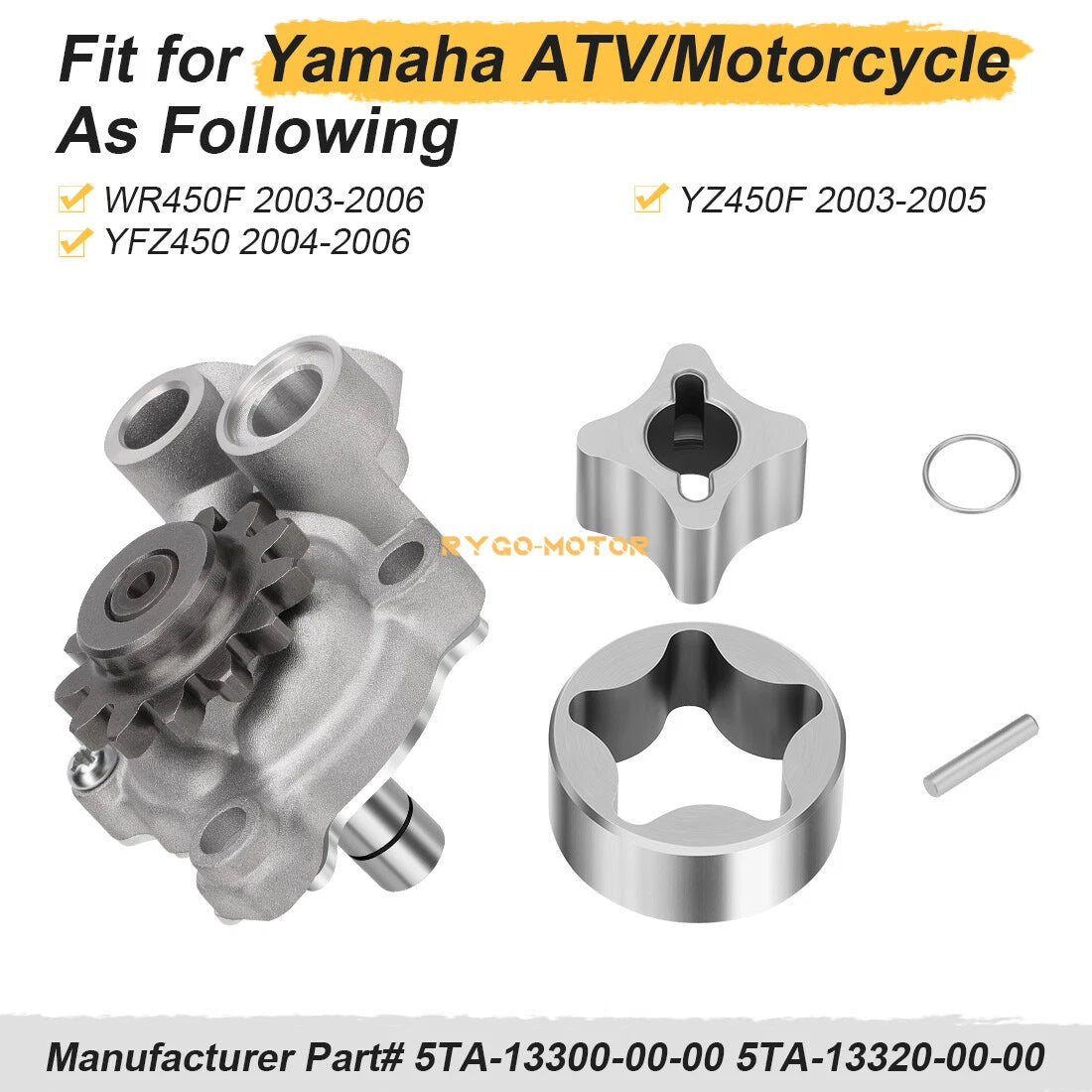 Oil Pump Assembly & Outer Rotor for Yamaha YFZ450/YZ450F (2004–2006, 2003–2005)