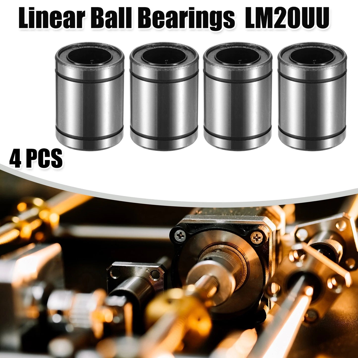 4 x LM20UU 20mm IDx32mm ODx42mm Length Linear Ball Bearings for Car