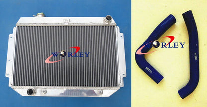 Aluminum Radiator & Red Hose for Holden HQ HJ HX HZ 253 308 V8 (1971-1980)
