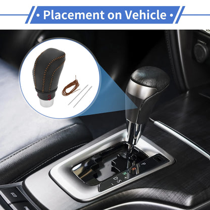 Black Brown Faux Leather Gear Shift Knob Cover for Toyota Camry (2018-2023)
