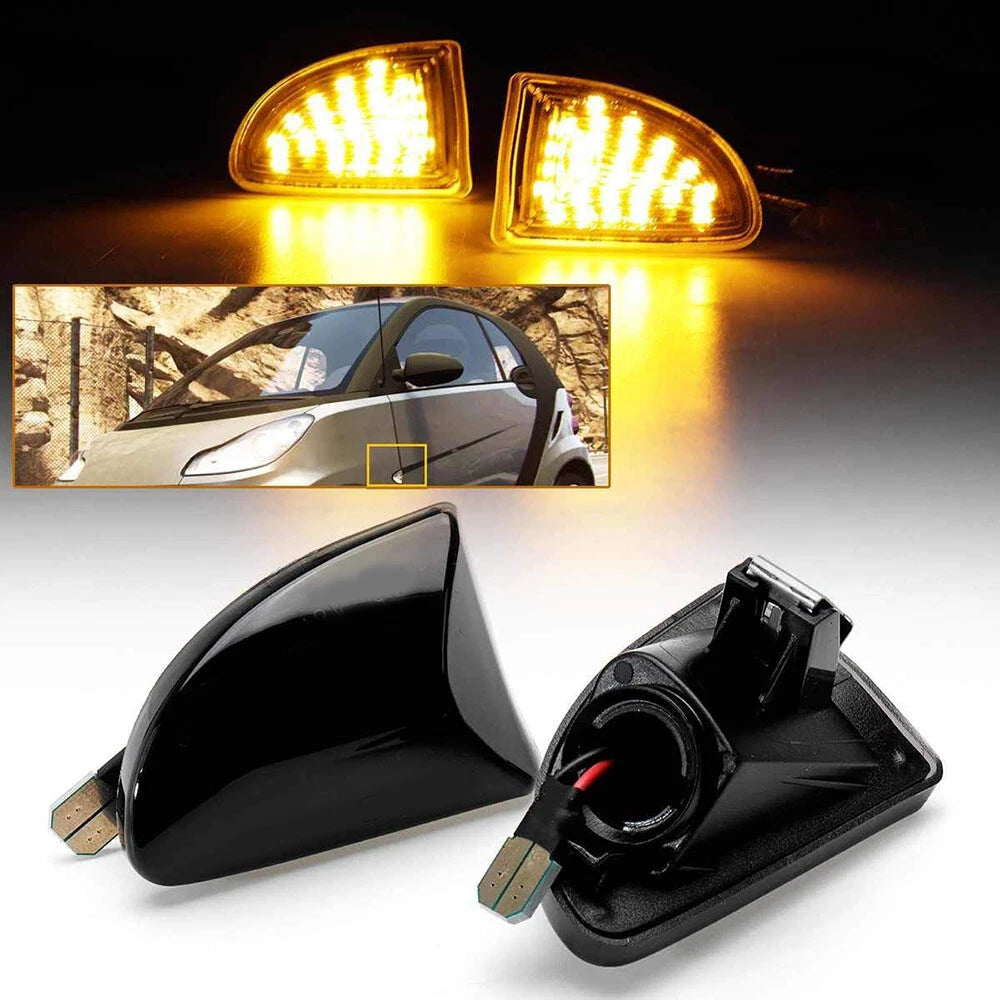 Smoke Lens LED Turn Signal Side Marker Light for 2007-2014 Benz Smart Fortwo
