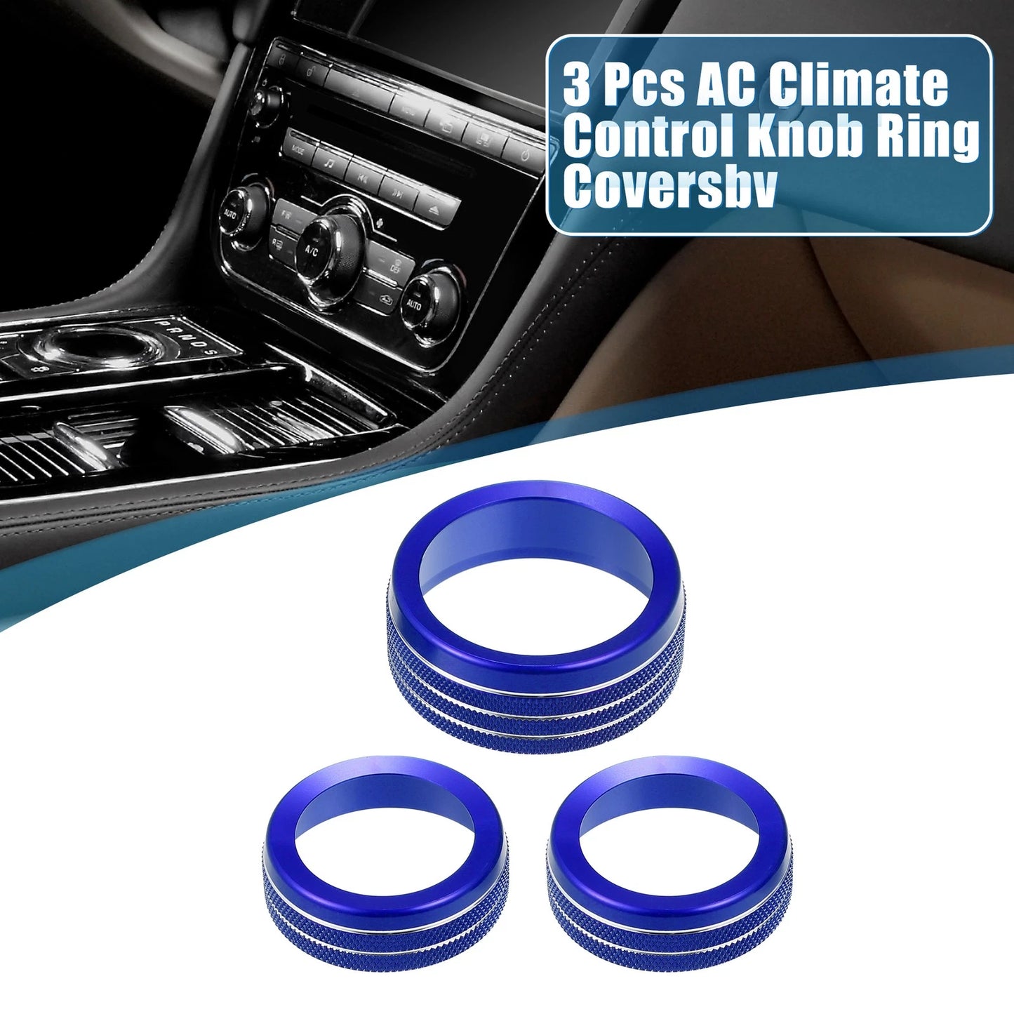 AC Radio Switch Knob Cover Decals 3 x for Dodge Durango (2014 - 2020) Blue