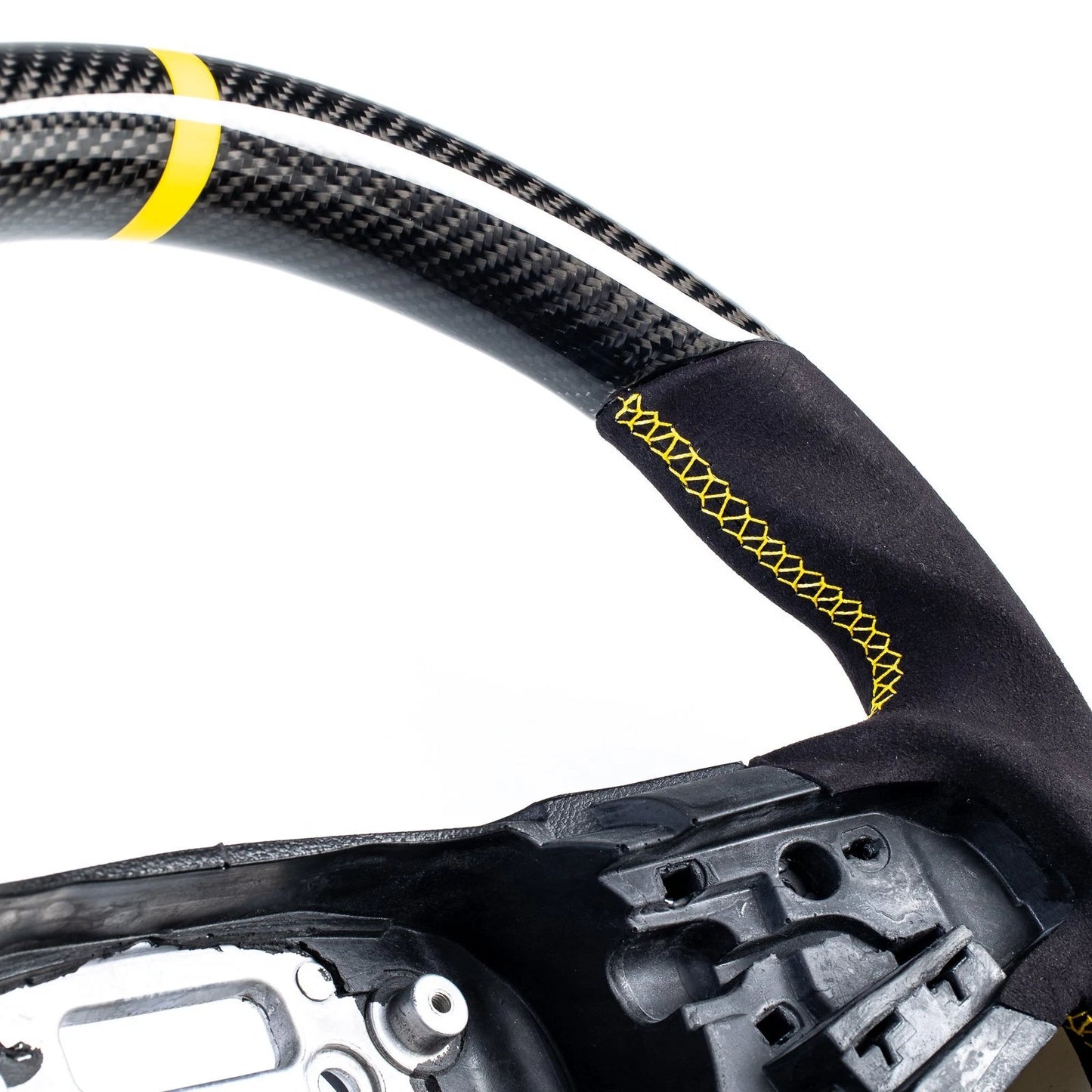 Carbon Flat Bottom Suede Yellow Steering Wheel for Chevrolet Camaro (2012-2015)