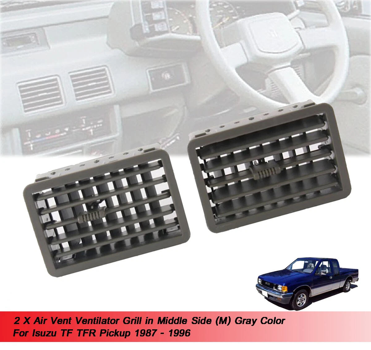 2 x Middle Side Air Vent Trims for Holden Rodeo (1988-1996)