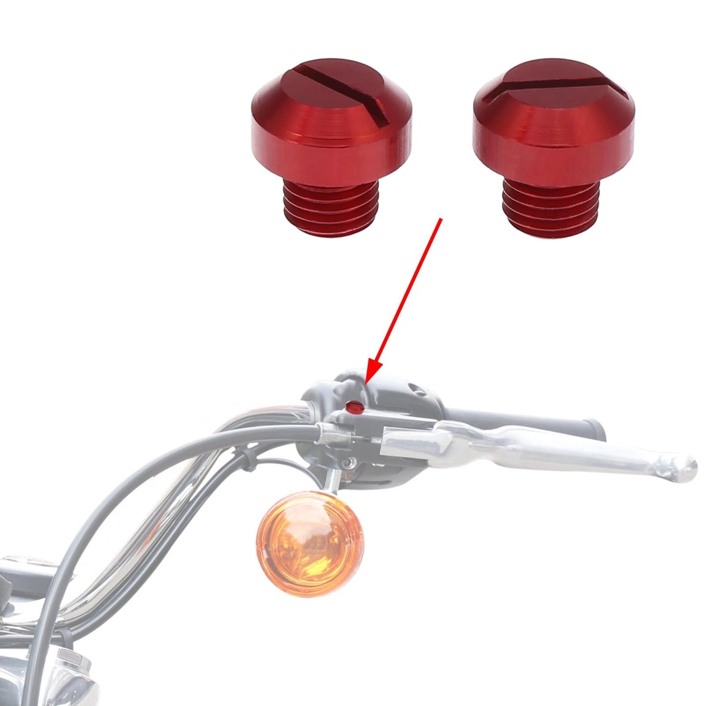 2 x M10x1.25 Mirror Hole Plugs Screws Red for Universal Motorcycle