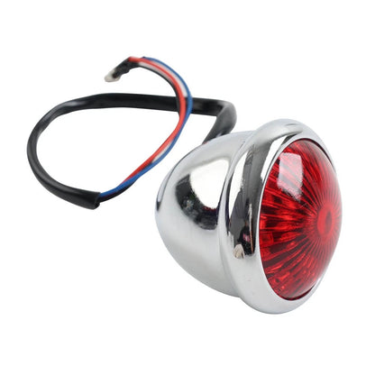 Chrome Motor LED Rear Stop Brake Tail Light for Cafe Racer Bobber Chopper