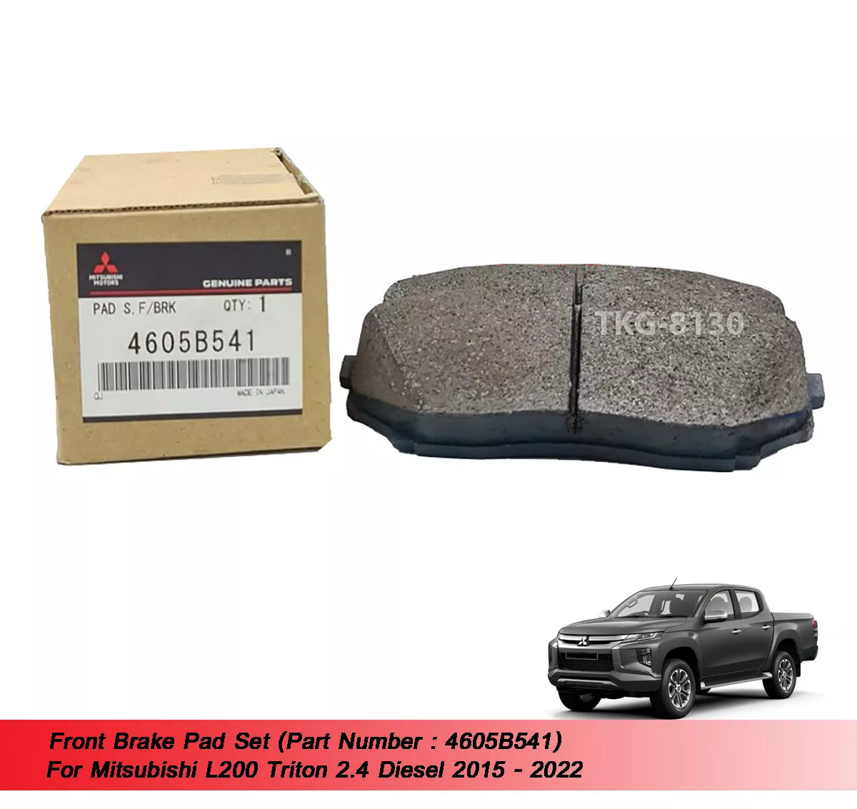 Front Brake Pads for Mitsubishi L200 Triton 2.4 Diesel (2015-2022)