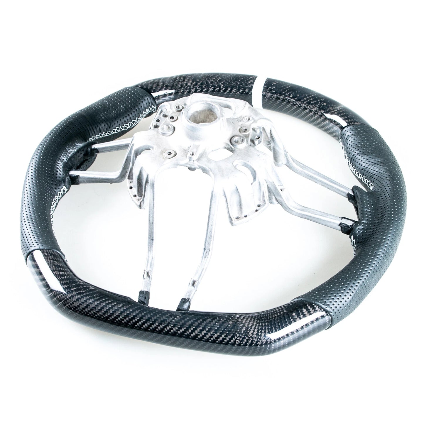 Carbon Leather White Steering Wheel for Porsche 911, 718, Boxster, Cayman, Macan (2016-2023)
