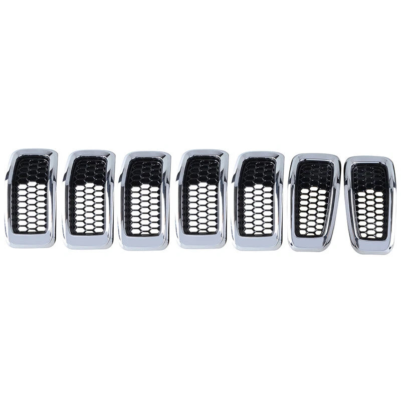 Chrome Honeycomb Mesh Grill Inserts Cover for 2014-2018 Jeep Cherokee 7 x pcs
