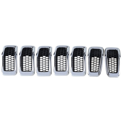 Chrome Honeycomb Mesh Grill Inserts Cover for 2014-2018 Jeep Cherokee 7 x pcs