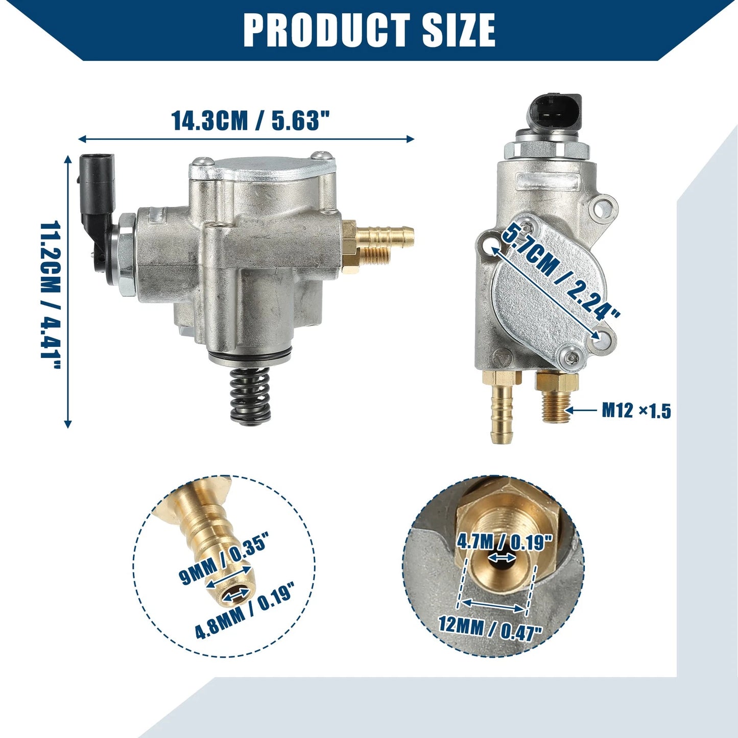High Pressure Fuel Pump for Porsche Metal Silver Tone