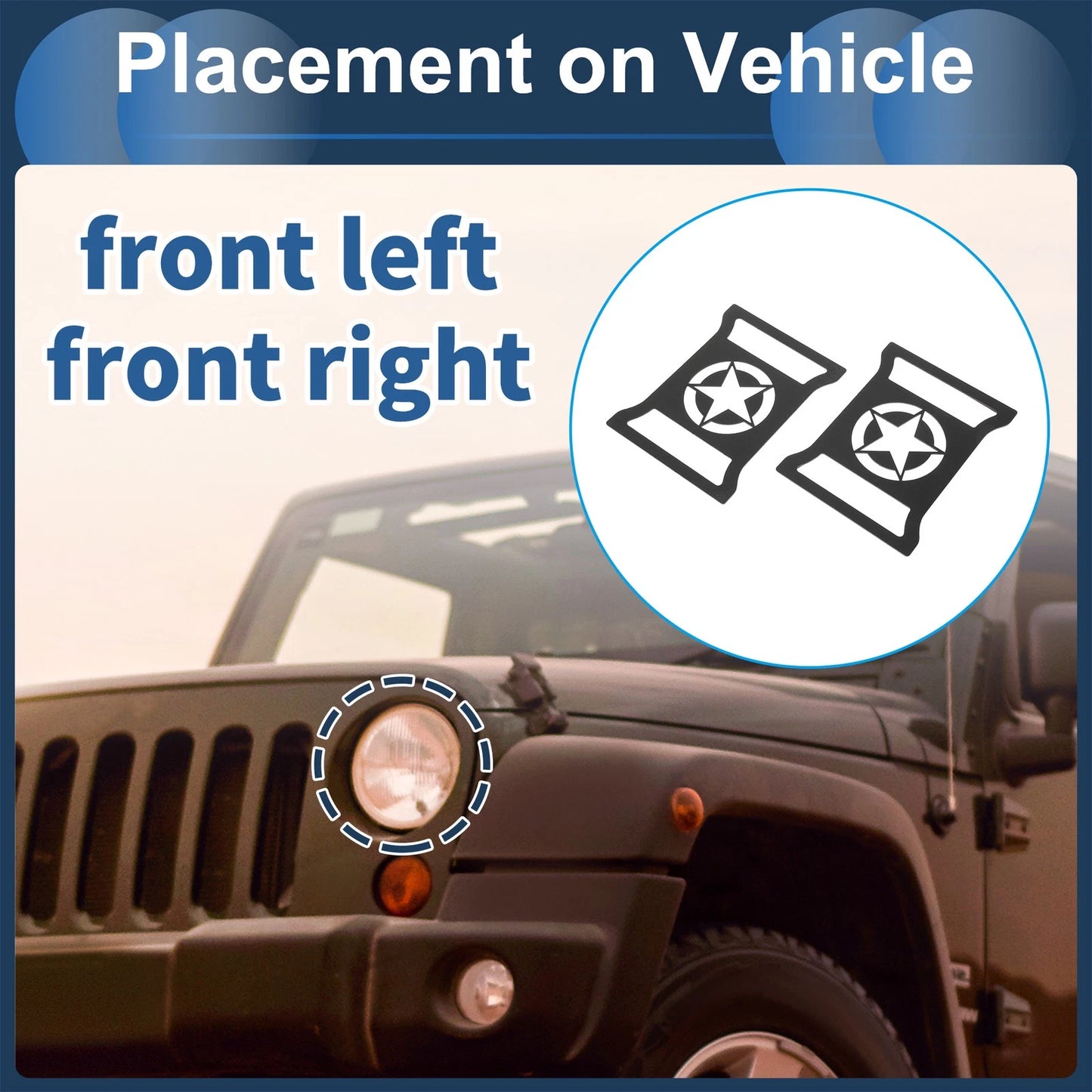 Headlight Trim Bezels 2 x for Jeep Wrangler (2011-2018) Black