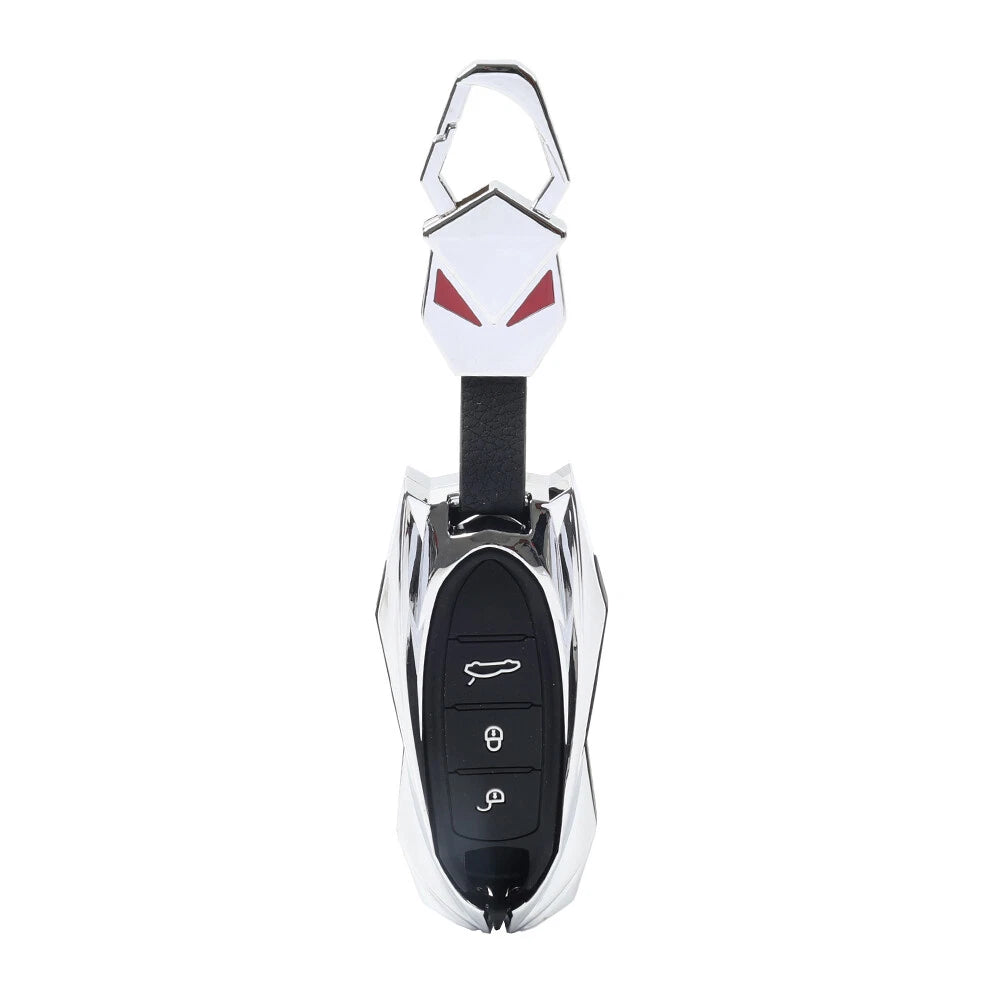 Silver Remote Key Fob Case Cover for Porsche 718 911 Macan Cayenne Cayman