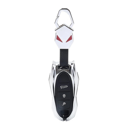 Silver Remote Key Fob Case Cover for Porsche 718 911 Macan Cayenne Cayman