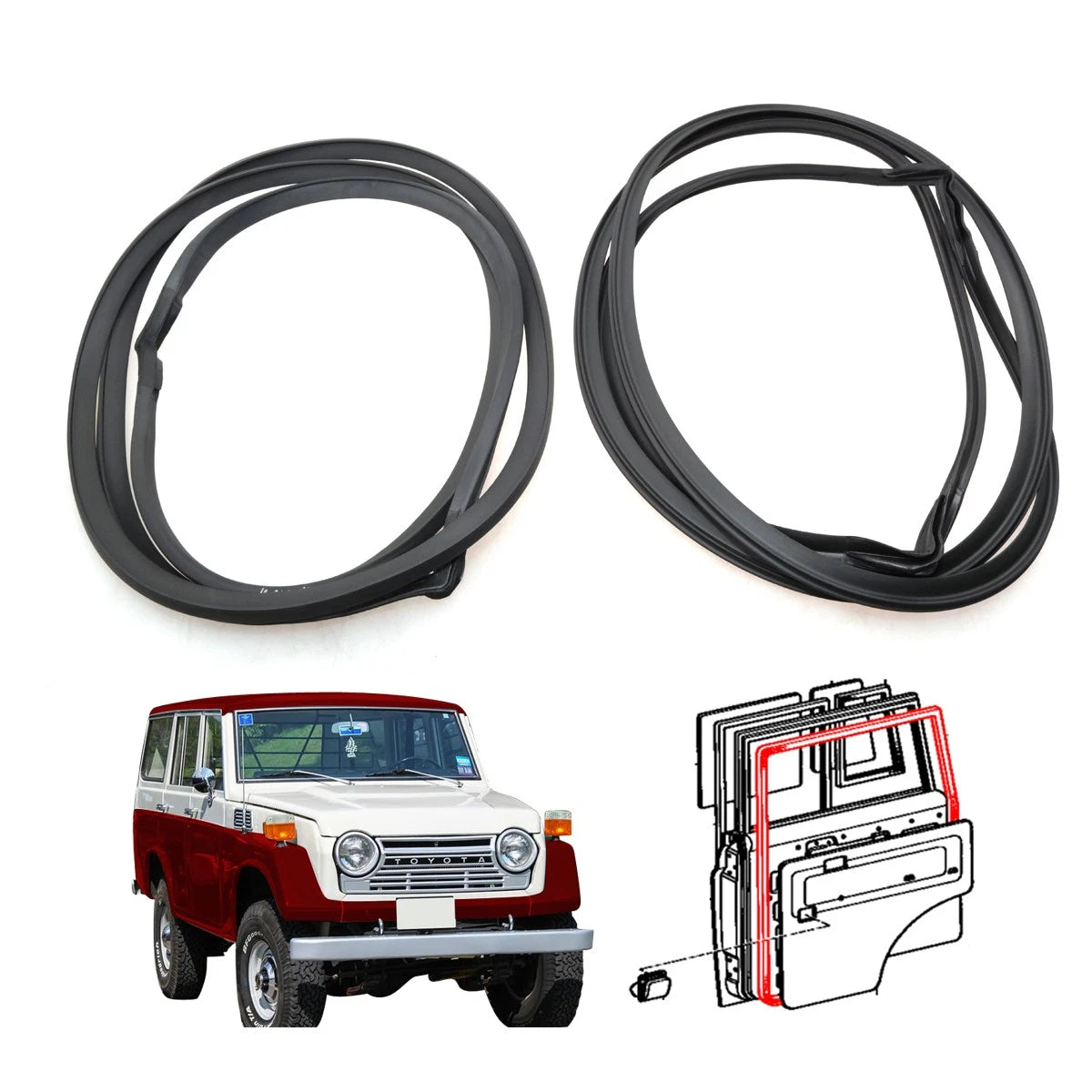 Rear Door Weatherstrip Seal for Toyota Land Cruiser FJ55 FJ56 1975-1980