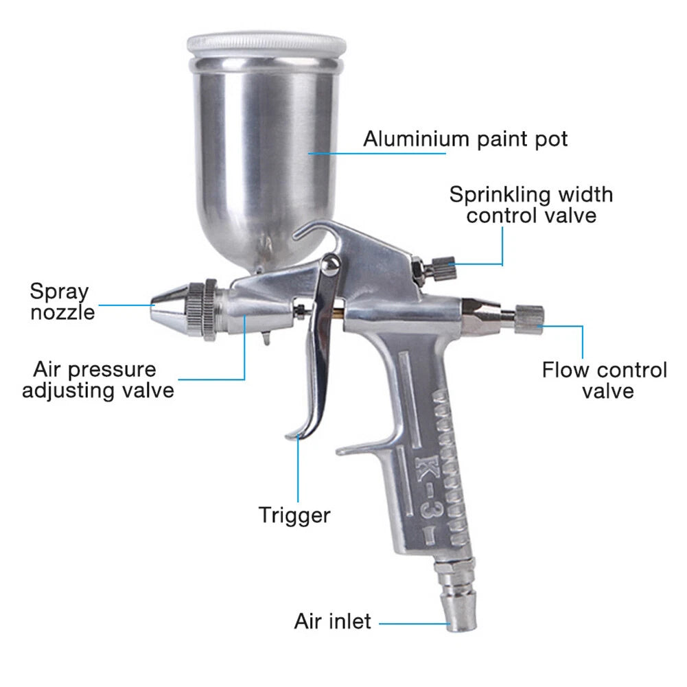 0.5mm Nozzle Air Brush & Aluminum Swivel Cup for K-3 Pneumatic Spray Gun