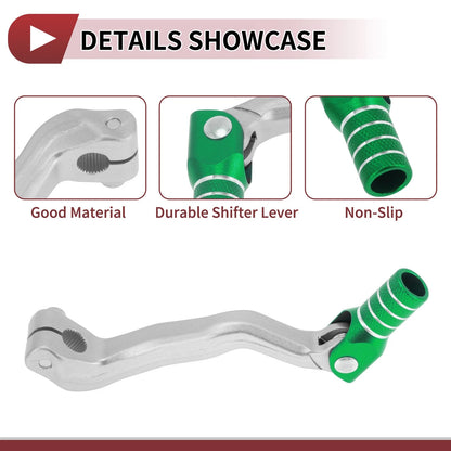 Folding Gear Shifter Lever Silver Tone Green for Bosuer M4