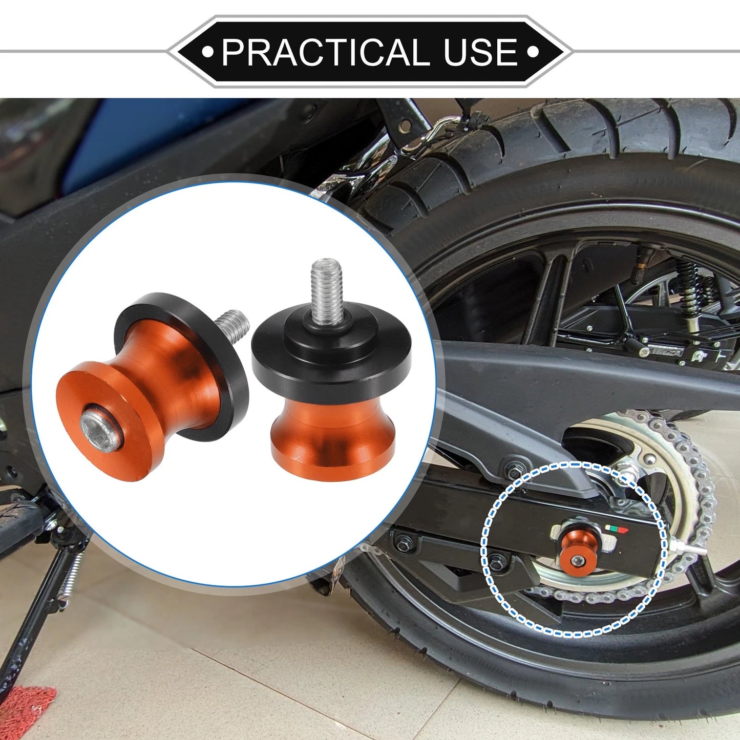 Pair Motorbike Swingarm Spools 6mm CNC Swing Arm Sliders Stand Orange