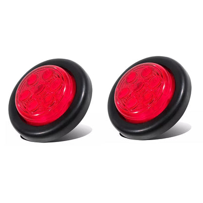 2" Round Red 7 LED Side Marker Lights for Trailer Truck RV (24V)