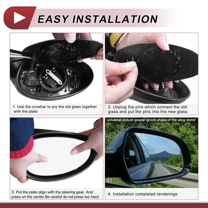 Left Driver Side Lower Mirror Glass Replacement for Ford F150 (2015-2023)
