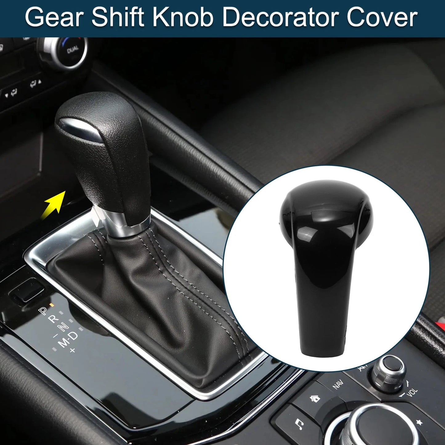Black Gear Shift Knob Cover for Mazda CX-5 (2017-2023) 1 Pcs