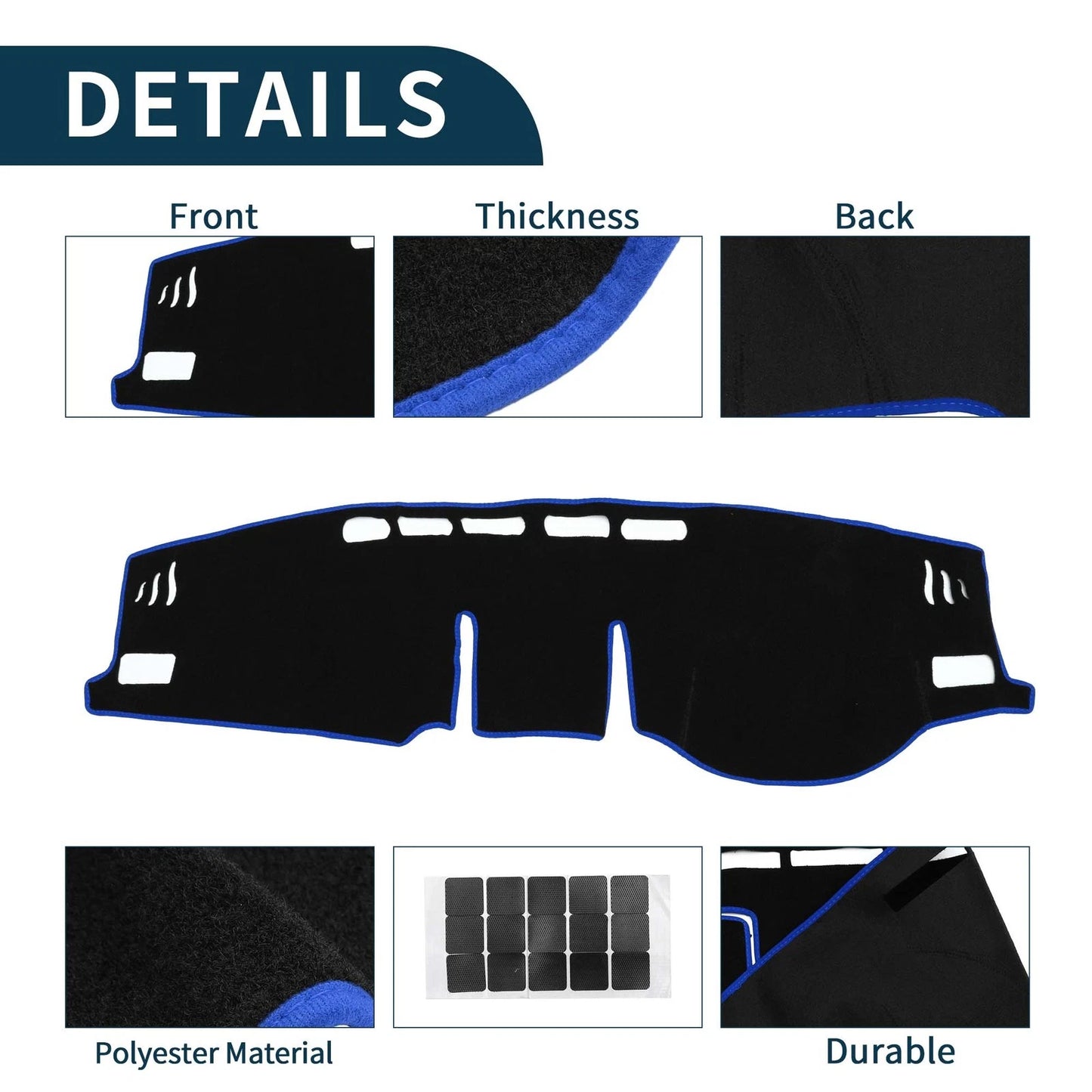 Dashboard Cover Mat for TOYOTA RAIZE A200A (2020-2023) - Black Blue 1 Set