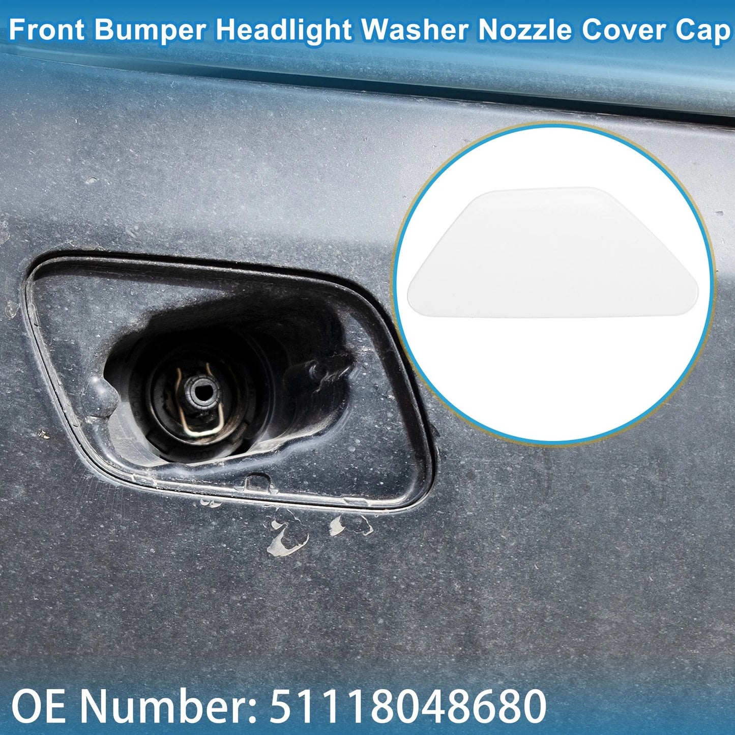 Washer Nozzle Cover Cap for BMW 528i (2011-2016) - Front Right, White