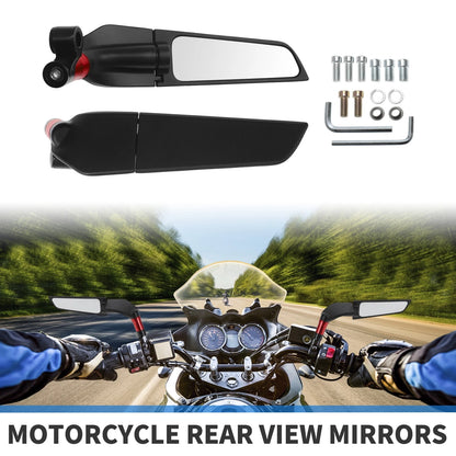 Pair M8/M10 Polygonal Rear View Mirrors for Motorcycle Black Red
