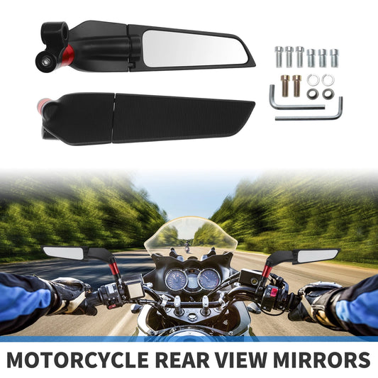 Pair M8/M10 Polygonal Rear View Mirrors for Motorcycle Black Red