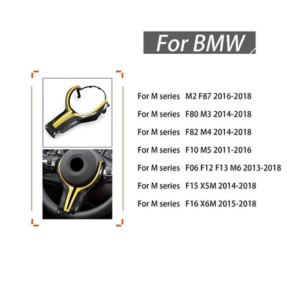 Yellow Carbon Fiber Steering Wheel Cover for BMW M2 M3 M4 M6 (2014-2021)