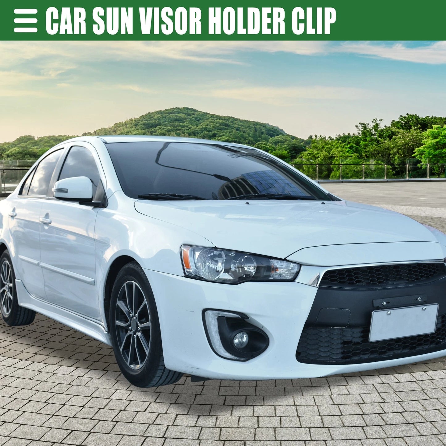 Car Sun Visor Holder Clips for Mitsubishi Lancer (2006-2017) Gray