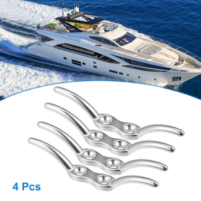 Cleat Hook / 4Pcs 4 Inch / Stainless Steel Flagpole Boat Deck Cleats for Marine Ship
