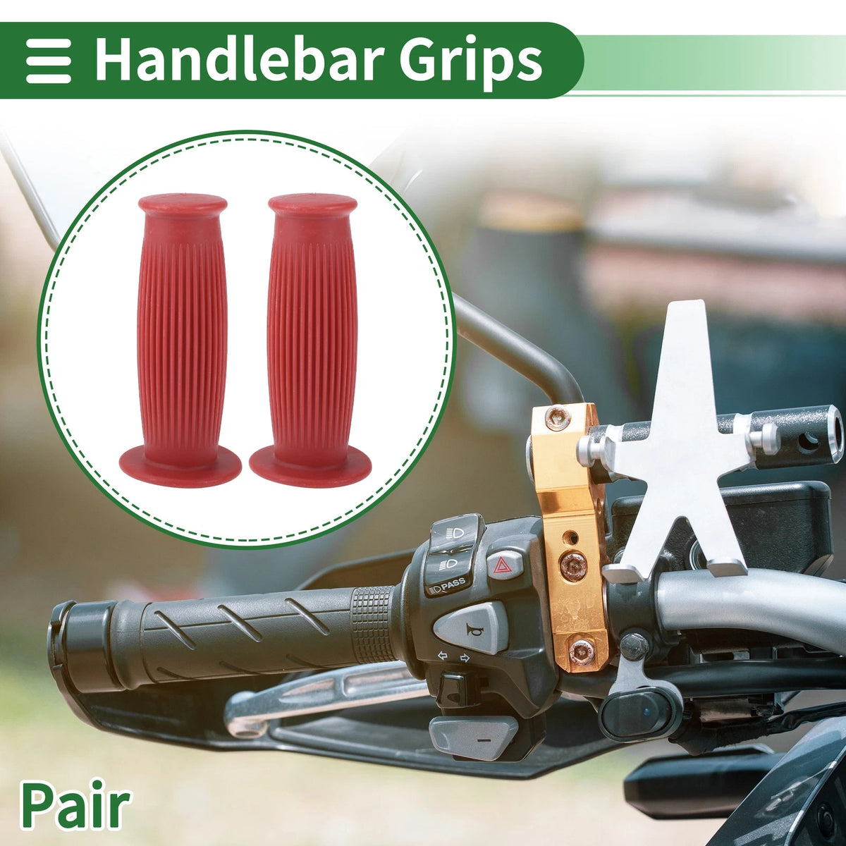 25mm Motorcycle Hand Grips Cover Handlebar End Grips TPU Dark Red