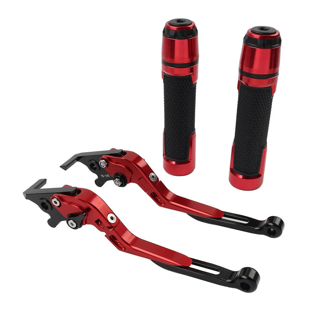 Red Extendable Brake Clutch Levers Grips Set for BMW F650GS (2002-2007)