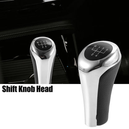 5 Speed Manual Shift Knob for BMW X1 E84 Faux Leather Black Silver Tone (2009-2015)