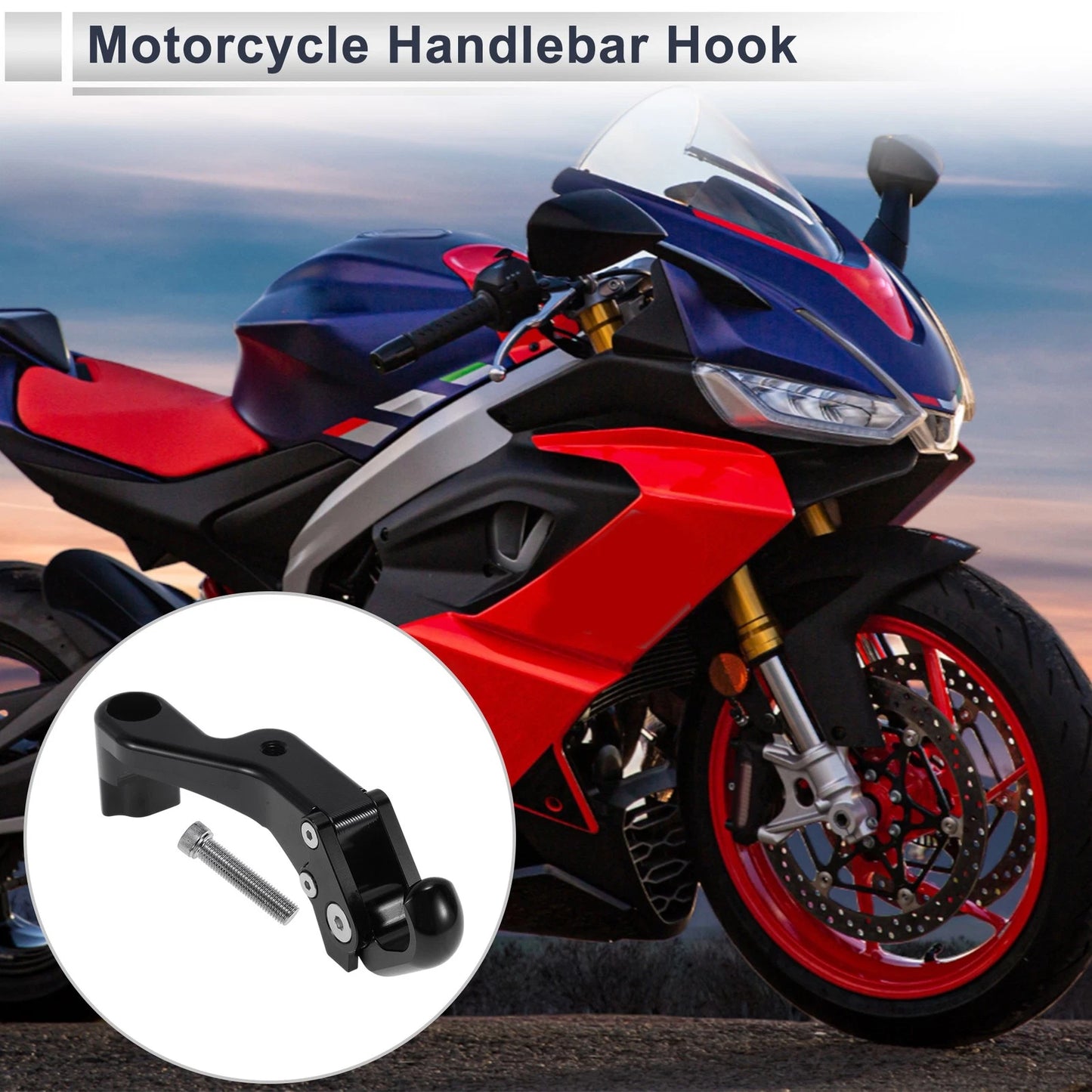 Crooked Flat Handle with Hook Aluminum Alloy Motorcycle Hanging Hook Black