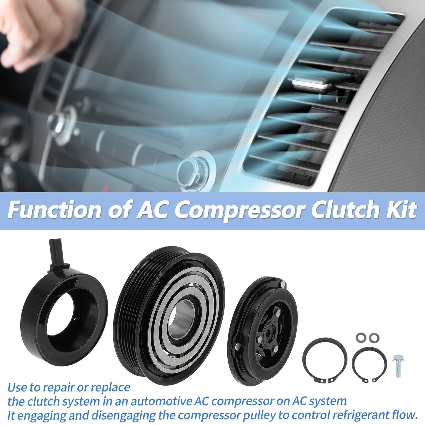 Air Conditioner AC Compressor Clutch Kit for Chrysler Pacifica Voyager
