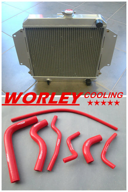Aluminum Radiator for Suzuki Sierra 1.0 1.3 SJ410 SJ413 (1981-1996) + Red Hoses