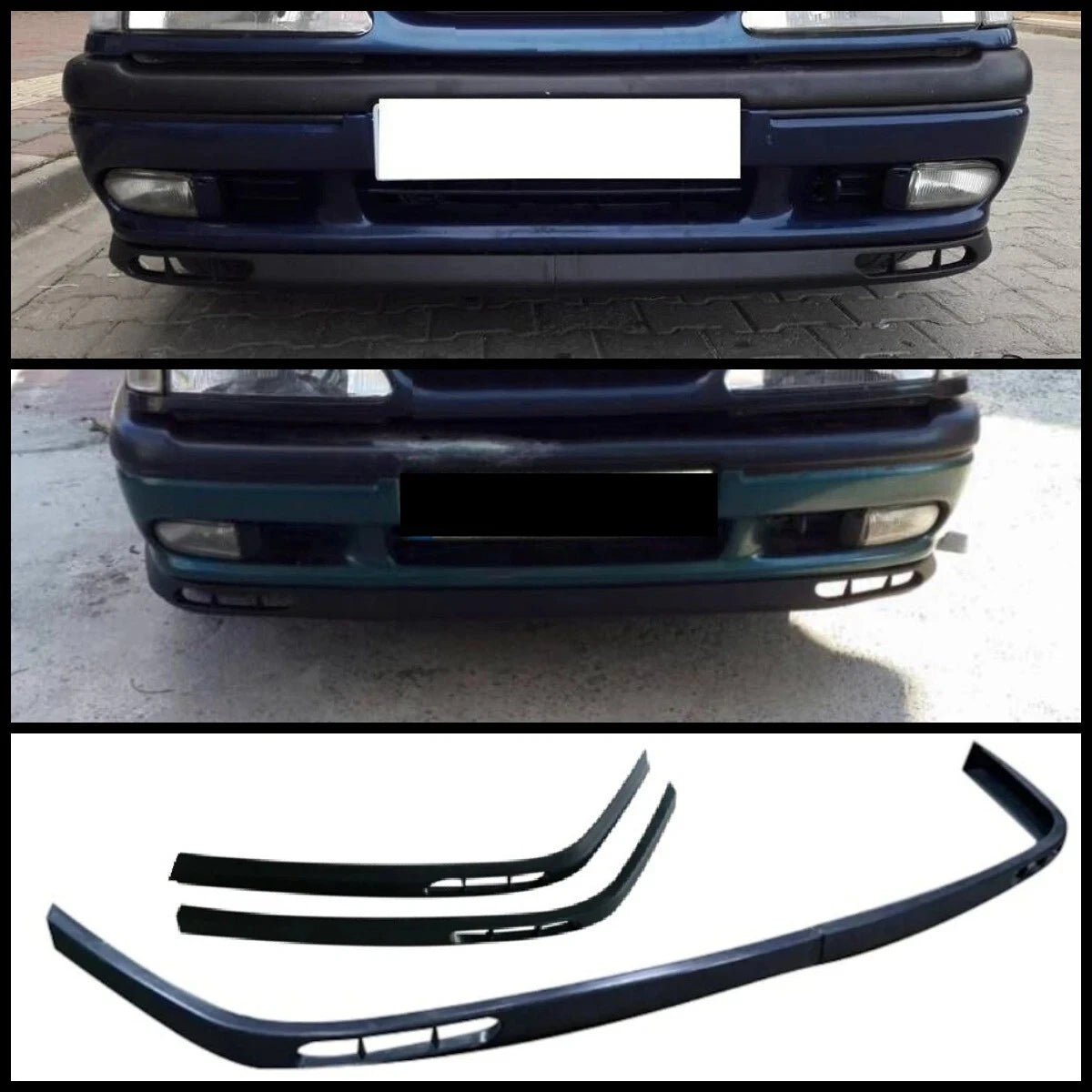 2 Piece Front Bumper Splitters for Renault R19 Europa Laguna (1990-1997)