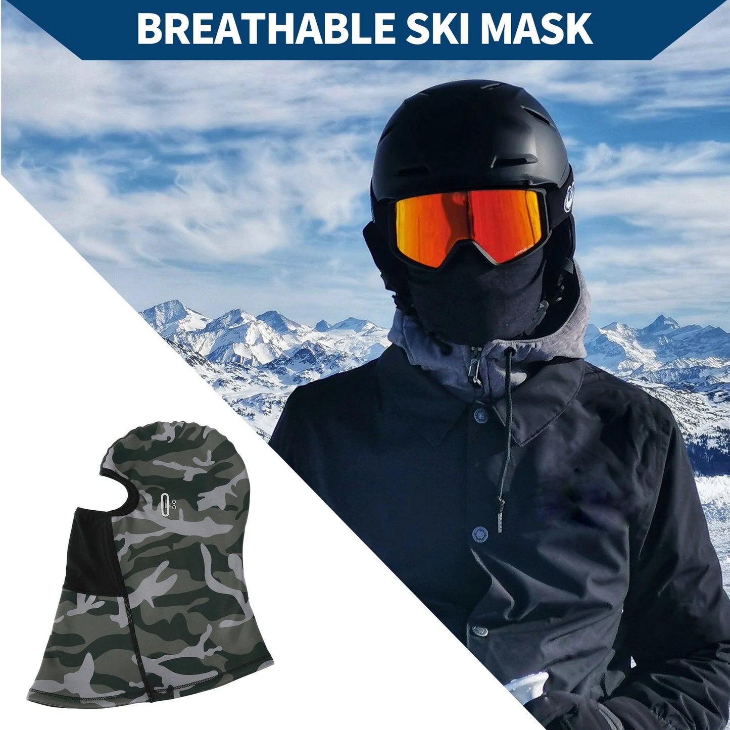 Balaclava Mask with Glasses Hole for Motorcycle Grey