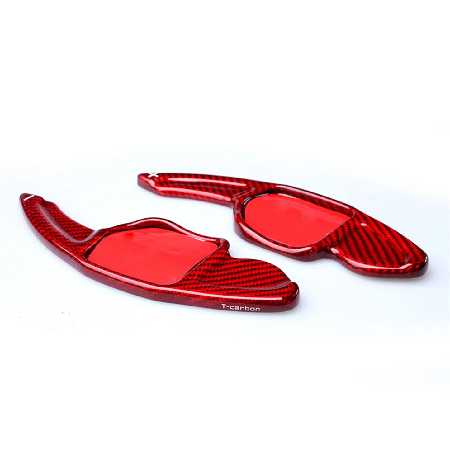 2 x Carbon Fiber Shift Paddle Extensions Red for Audi A4L A8 S5 (2009-2012)