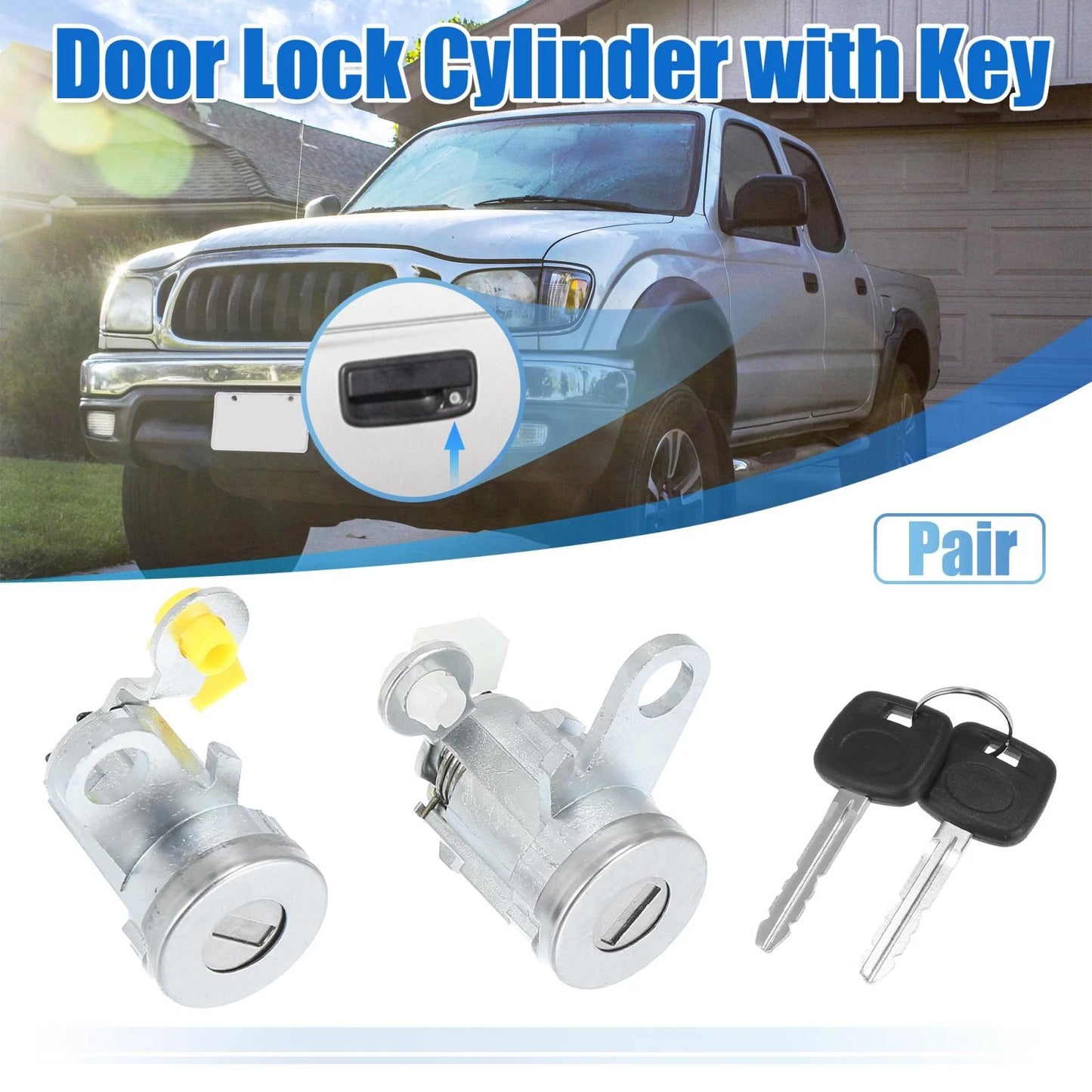 Door Lock Cylinder Set w/ 2 Keys for Toyota Tacoma (1995-2004)