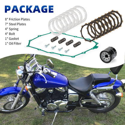 Clutch Friction Steel Plates Kit for Honda Shadow ACE 750 VT750C (1998–2003)