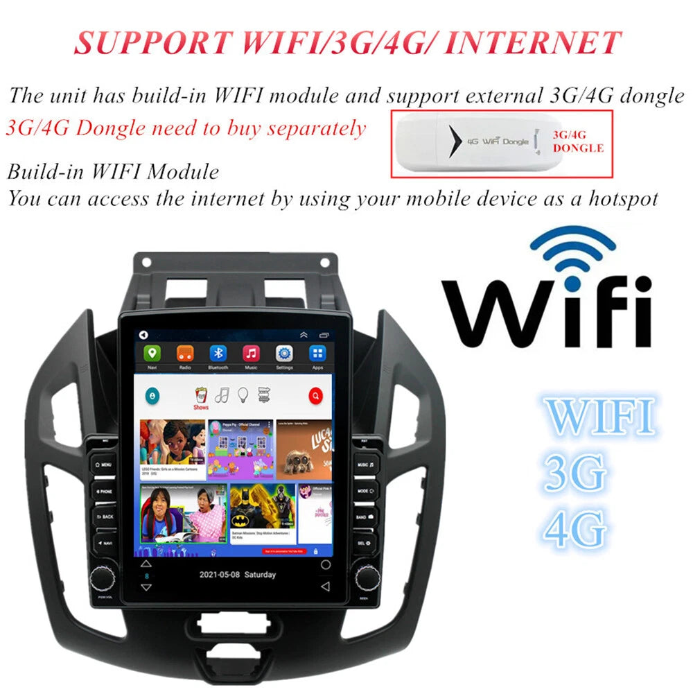 9.7" Vertical Stereo Radio GPS Navi for Ford Transit/Tourneo Connect (2014-2018)