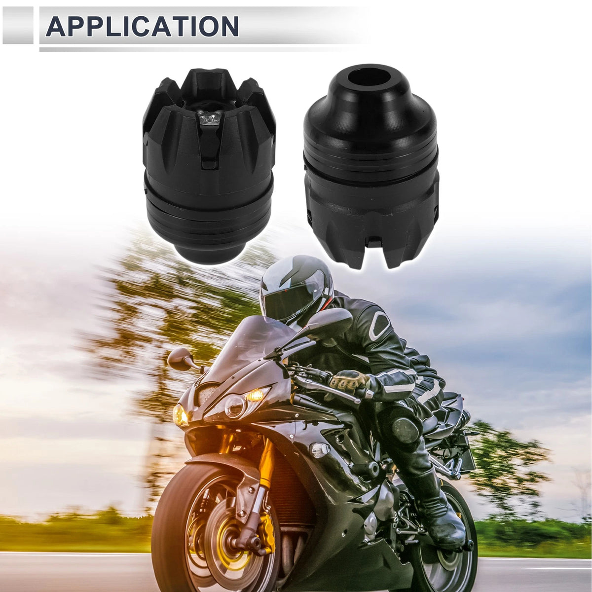 14mm Aluminum Alloy Plastic Motorcycle Slider Frame 2 x Black for All Models