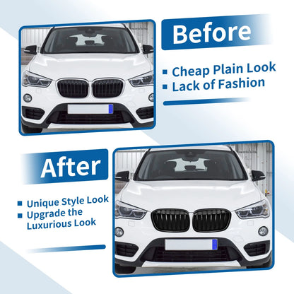 Front Upper Bumper Grille Grill for BMW X1 F48 2016-2022 Gloss Black