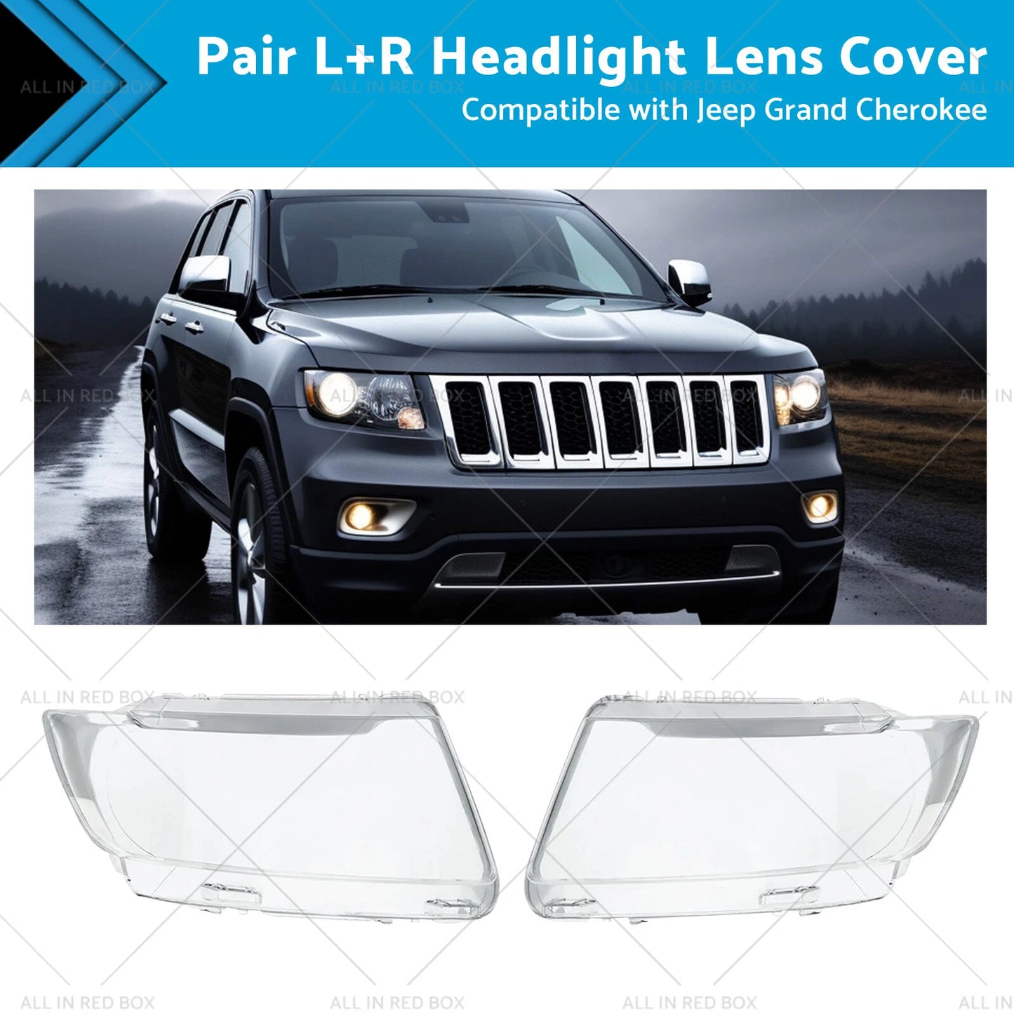 L+R Headlight Lens Covers for Jeep Grand Cherokee (2011-2013)